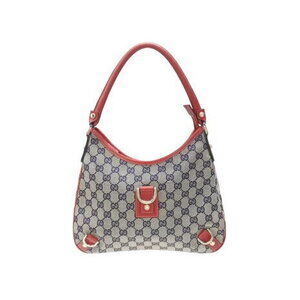 Gucci One Shoulder Bag Handbag GG Canvas Leather Red Brown